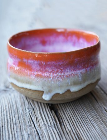 Preview: Matcha Schale orange weiß Schimmer